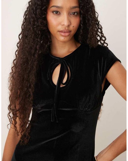 ASOS Black Velvet Keyhole Drop Waist Mini Dress