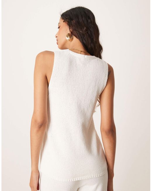 ASOS Natural Knitted V Neck Seam Detail Waistcoat