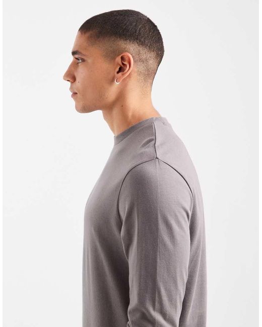 ASOS Gray Essentials Regular Fit Long Sleeve T-shirt for men