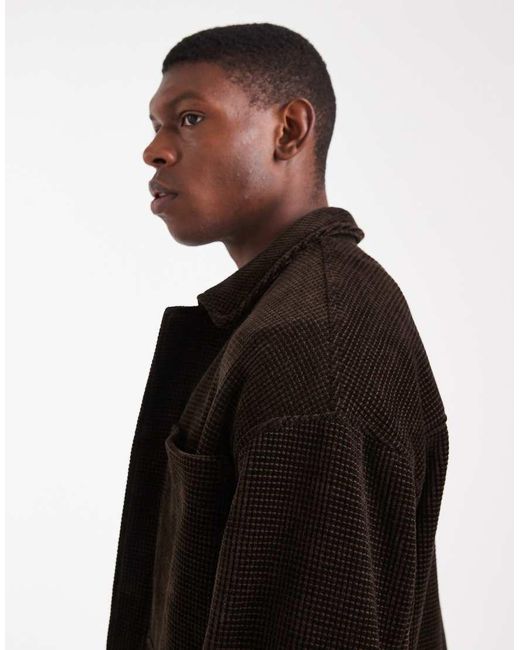 ASOS Black Waffle Cord Harrington Jacket for men