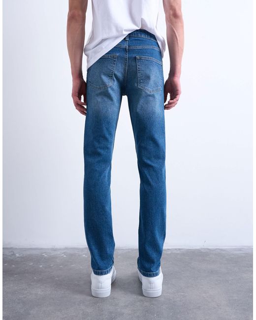 Topman – eng geschnittene jeans mit stretch in Blue für Herren