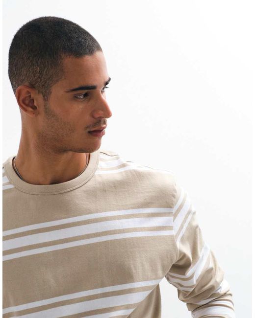 Threadbare Gray Long Sleeve Striped Tee for men