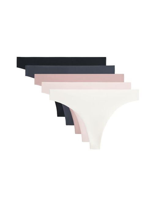 Oysho White 5 Laser-cut Polyamide Blend Thongs