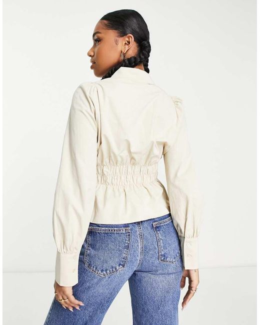 Urban Revivo White Gathered Detail Shirt