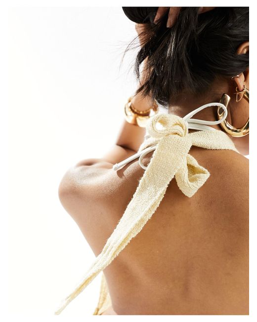 ASOS White Ladder Knit Halter Mini Beach Dress