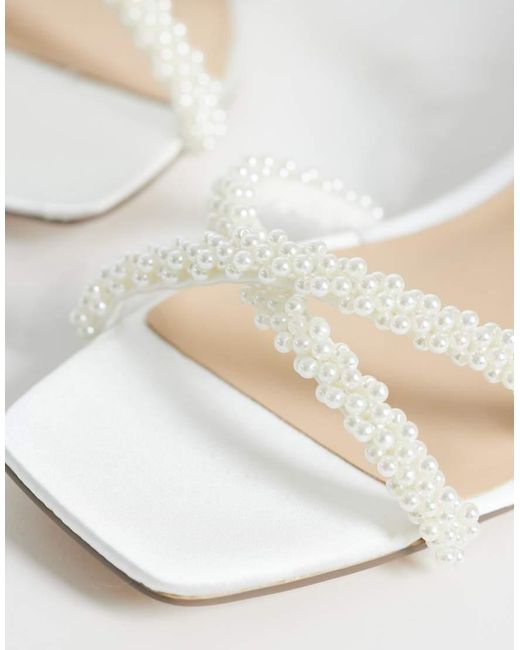 Steve Madden White Gabby-P Block Heeled Sandal With Pearls