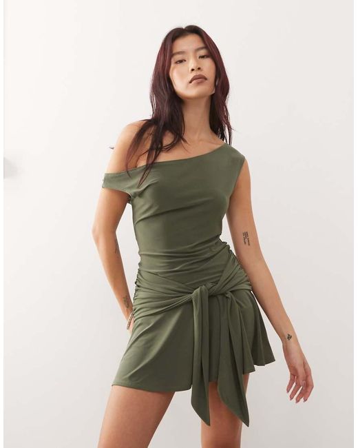 Reclaimed Vintage Natural Mini Flippy Skort Dress With Tie Detail