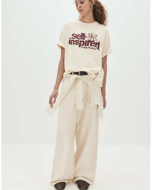 T-Shirt Con Stampa Grafica Di Fiore di Pull&Bear in Natural