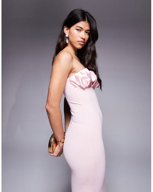 ASOS Pink – trägerloses midikleid aus neoprenartigem stoff