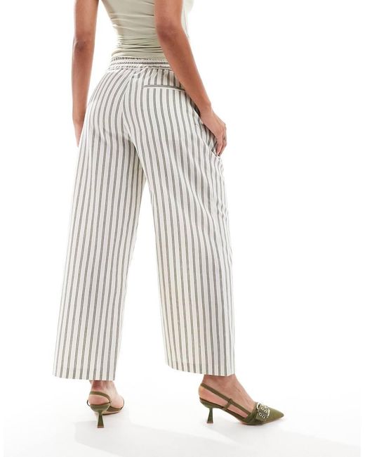 ASOS Joggingbroek Van Linnenmix Met Kakigroene Strepen in het White