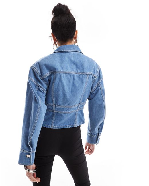 Giacca di jeans stile corsetto con spalle allungate lavaggio medio di & Other Stories in Blue