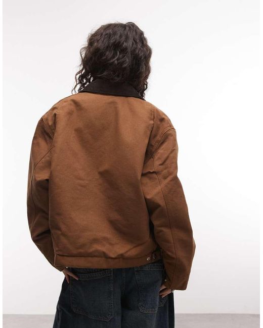 Carhartt Brown Og Detroit Jacket With Contrast Collar