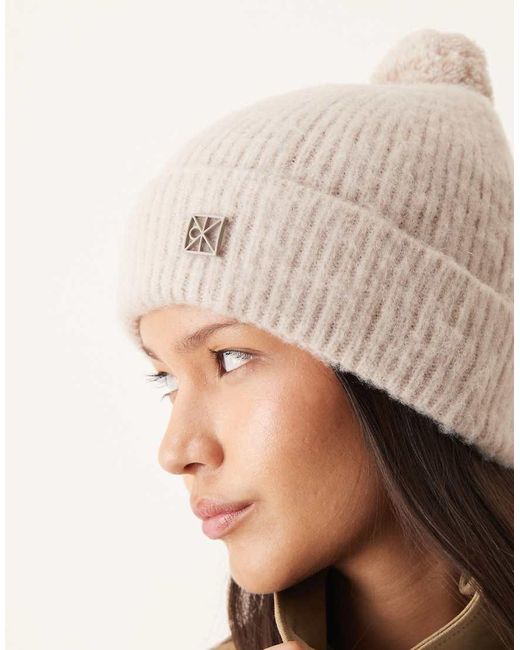 Calvin Klein Natural Brushed Pom Pom Beanie