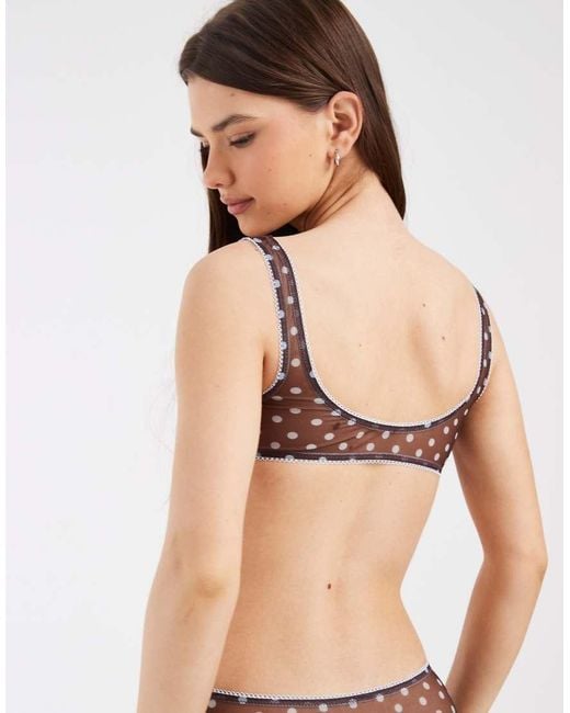 ASOS Black Sadie Sheer Mesh Polka Dot Crop Bralette
