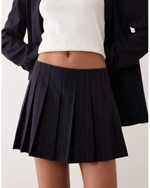 Miss Selfridge Black Pleated Pinstripe Skort