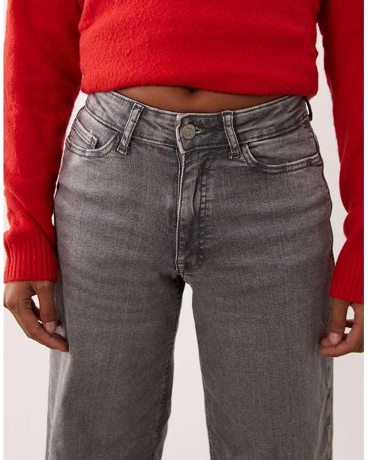 JDY Petite Red Felina High Waist Wide Leg Jeans