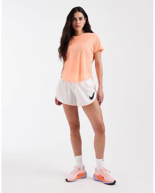 Nike White Tempo Dri-fit Mid Rise Swoosh Shorts