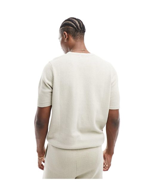 ASOS Natural Midweight Knitted Cotton T-shirt for men