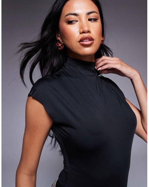 Body près du corps à mancherons et col montant ASOS en coloris Blue