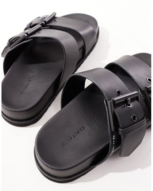 AllSaints Black Sian Leather Chunky Sandals