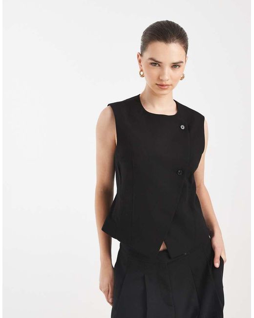 Vero Moda Black Mix & Match Asymetric Button Tailored Waistcoat