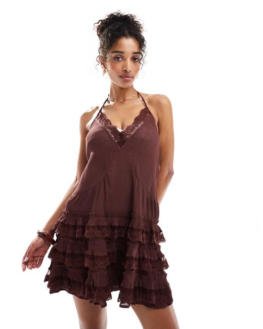 Miss Selfridge Red Beach Cheesecloth Dropped Waist Mini Dress