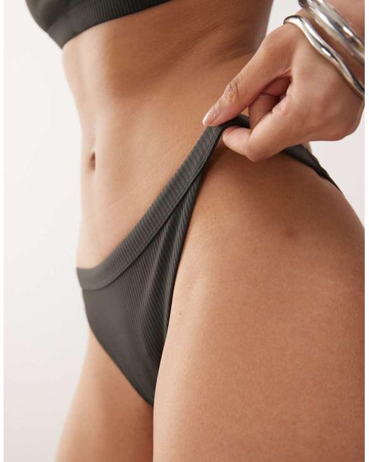 Weekday Black Ribbed Bikini Bottoms