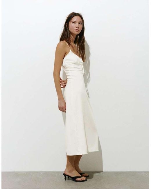 Pull&Bear White Rustic Tie-strap Dress