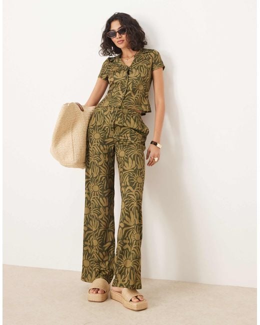 ASOS Brown Shrunken Revere Shirt Co-ord