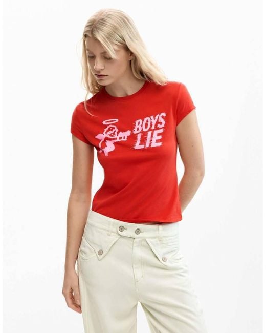Desigual Red Fitted T-Shirt Boys Lie