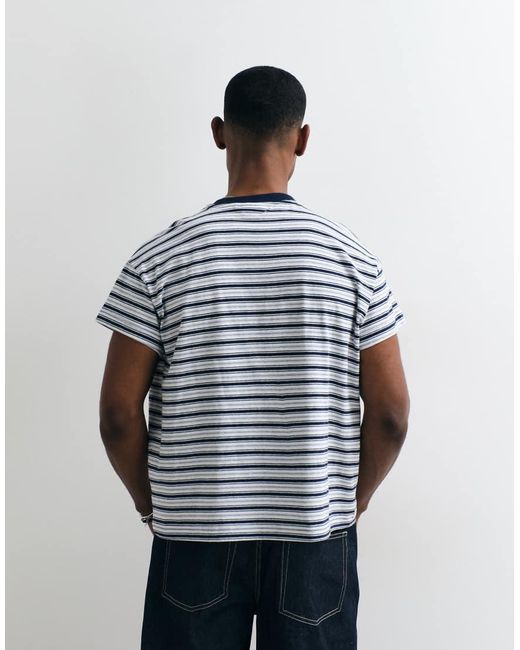 Weekday Blue T-shirt With Cap Sleeve Detail for men
