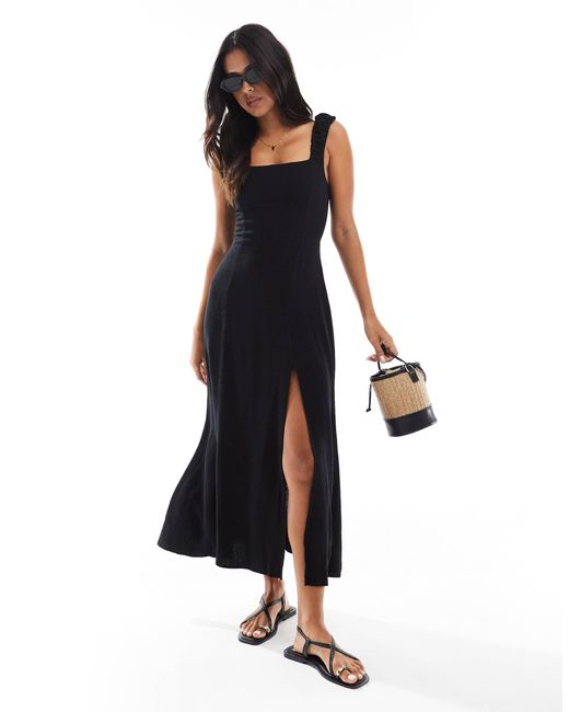 Stradivarius Blue – midi-milchmädchenkleid