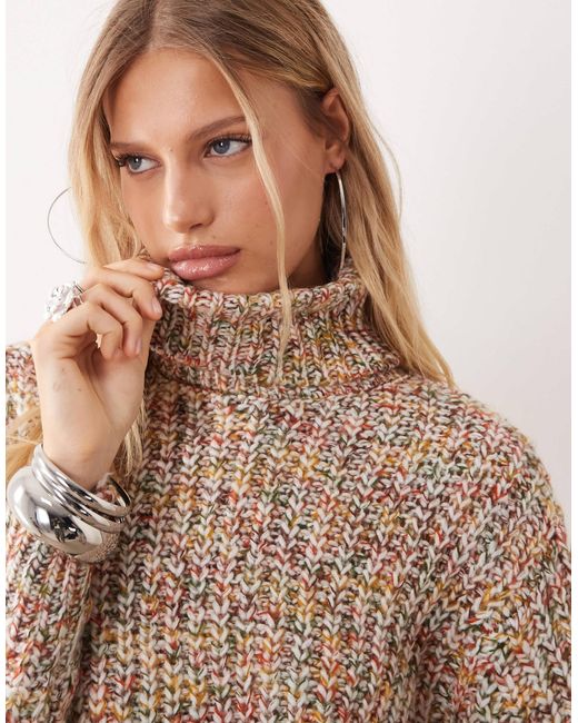 Noisy May Natural – strickpullover aus mehrfarbigem garn mit rollkragen