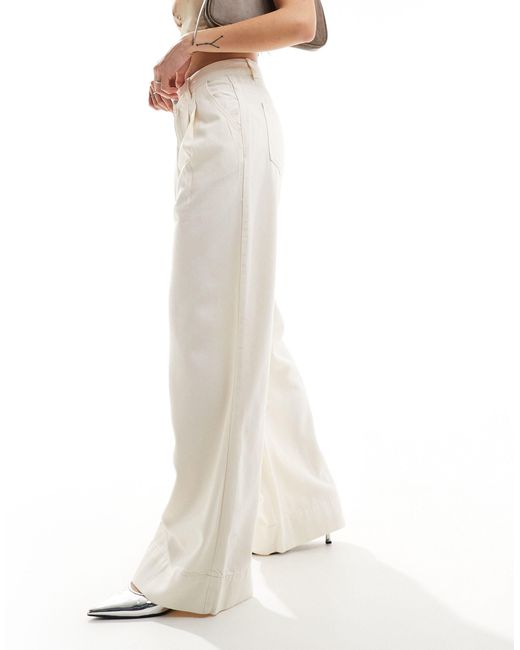 Urban Revivo White Wide Leg Relaxed Trousers