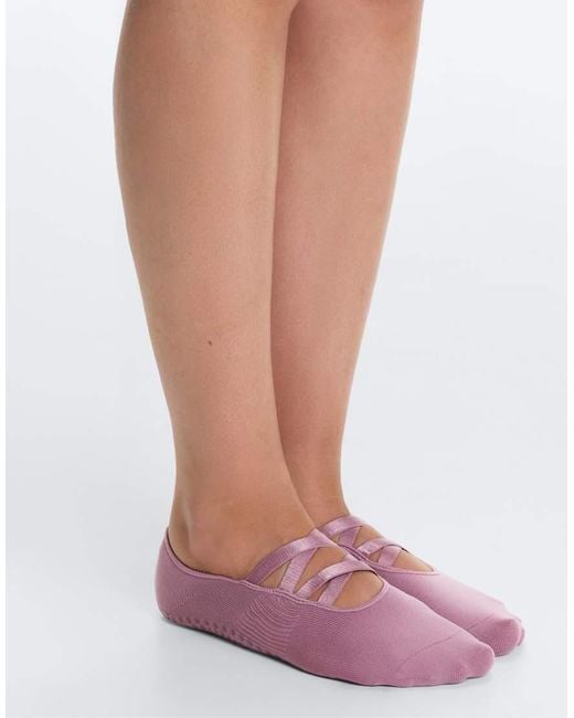 Oysho Pink 2 Pairs Of Invisible Polyamide Blend Yoga And Pilates Socks With Double Straps