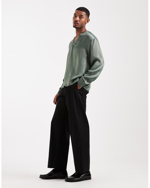 ASOS Green Oversized Overhead Satin Shirt for men