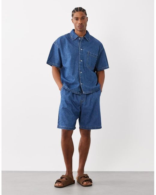 Jack & Jones Blue Drawstring Denim Shorts for men