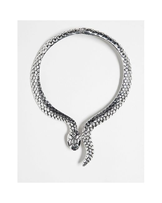 Reclaimed (vintage) Metallic Unisex Oversized Snake Necklace