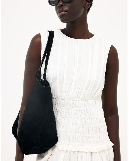 NA-KD Black Linen Blend Sleeveless Smock Mini Dress