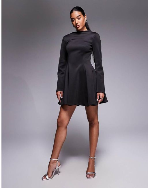 ASOS Gray Blazer Mini Dress With Fringe Embellished Open Back