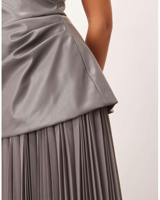 ARRANGE Multicolor Pu Bodice Maxi Dress With Pleated Skirt