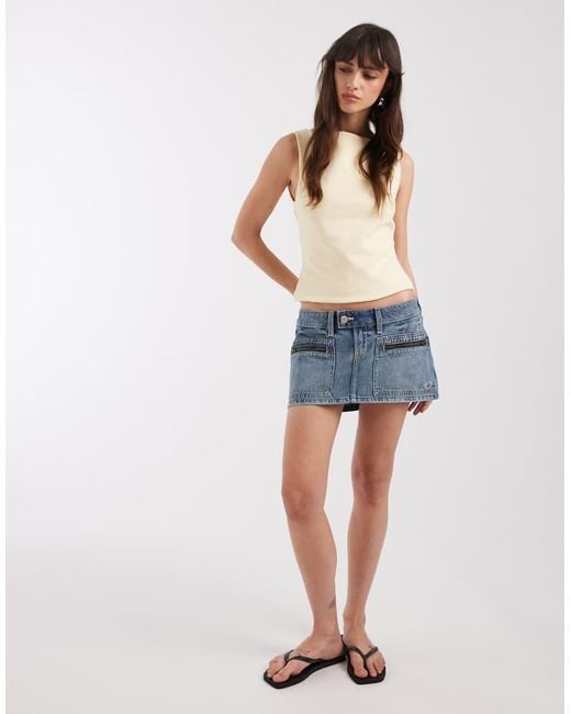 Hollister Blue Micro Mini Denim Skort