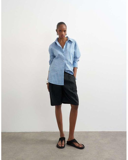 TOPSHOP Blue Oversized Shirt