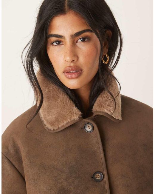 Cappotto Corto Color Mocha Con Colletto di ASOS in Brown