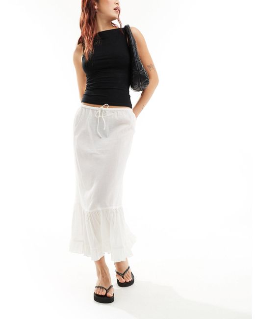 Weekday White Pixi Tiered Semi Sheer Midaxi Skirt