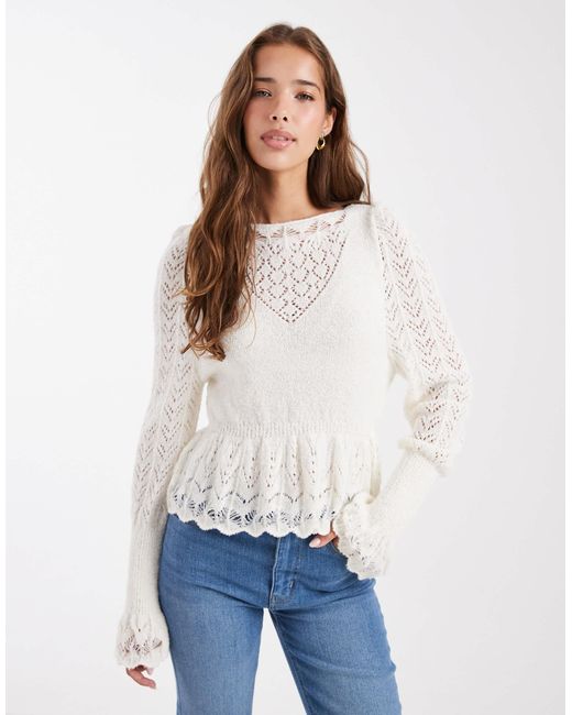 Miss Selfridge White – cutwork-strickpullover