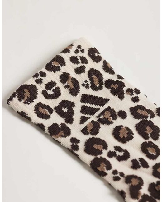 Adidas Originals White Adidas Training Leopard Print Crew Socks 3 Pack for men