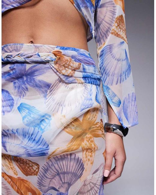 Falda Larga Con De Chifón De (Parte De Un Conjunto) ASOS de color Blue