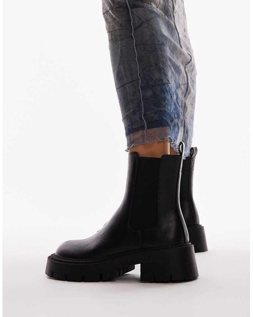 TOPSHOP Black Lucas Chunky Chelsea Boots