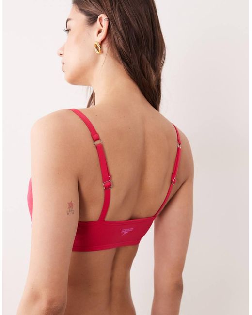 Speedo Pink Solid Triangle Bikini Top